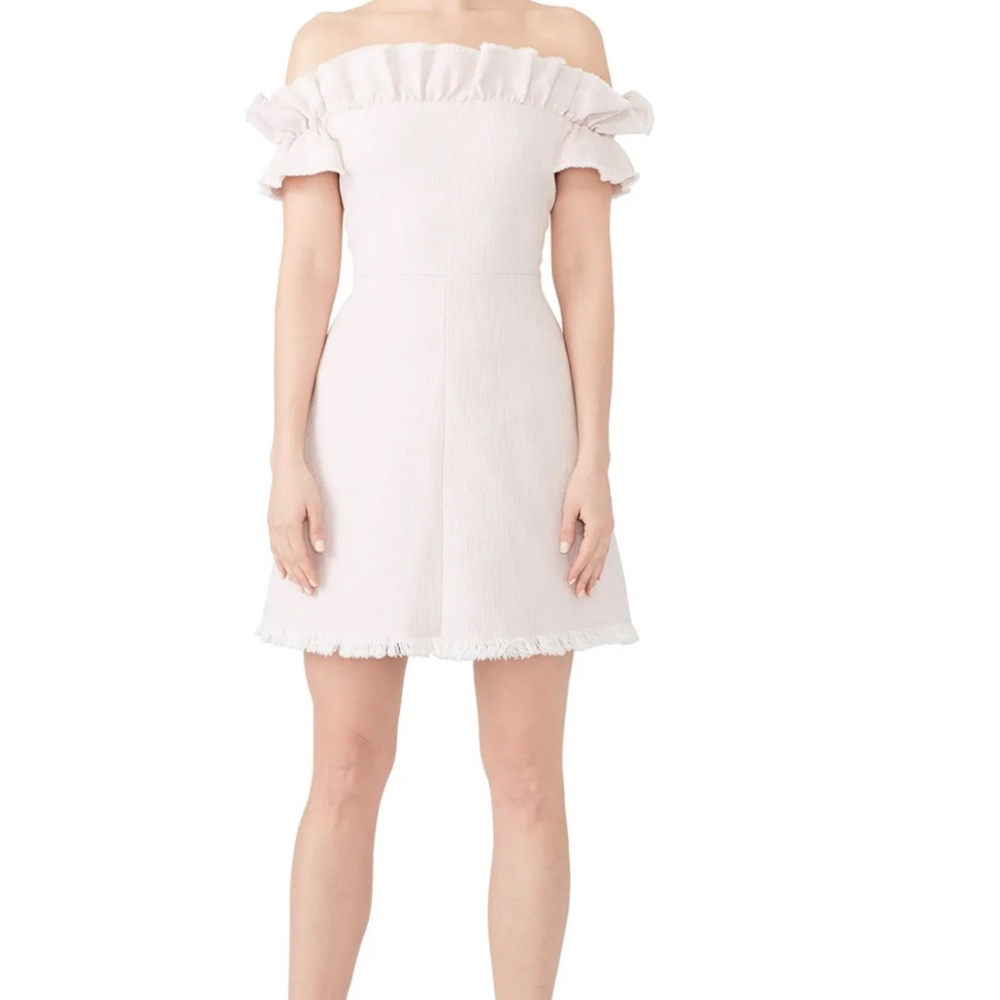 Rebecca Taylor Blush Off-Shoulder Ruffle Dress